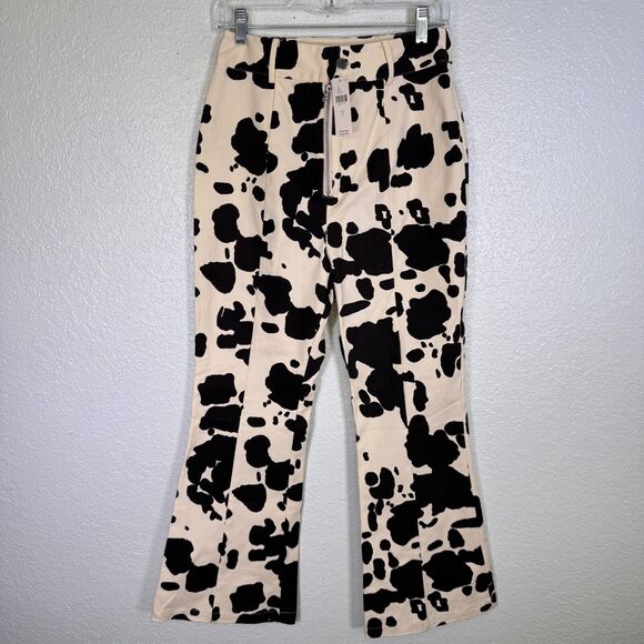En Saison Anthropologie Pants Women Small Cow Flare Crop High Waist Western Boho - Picture 1 of 11